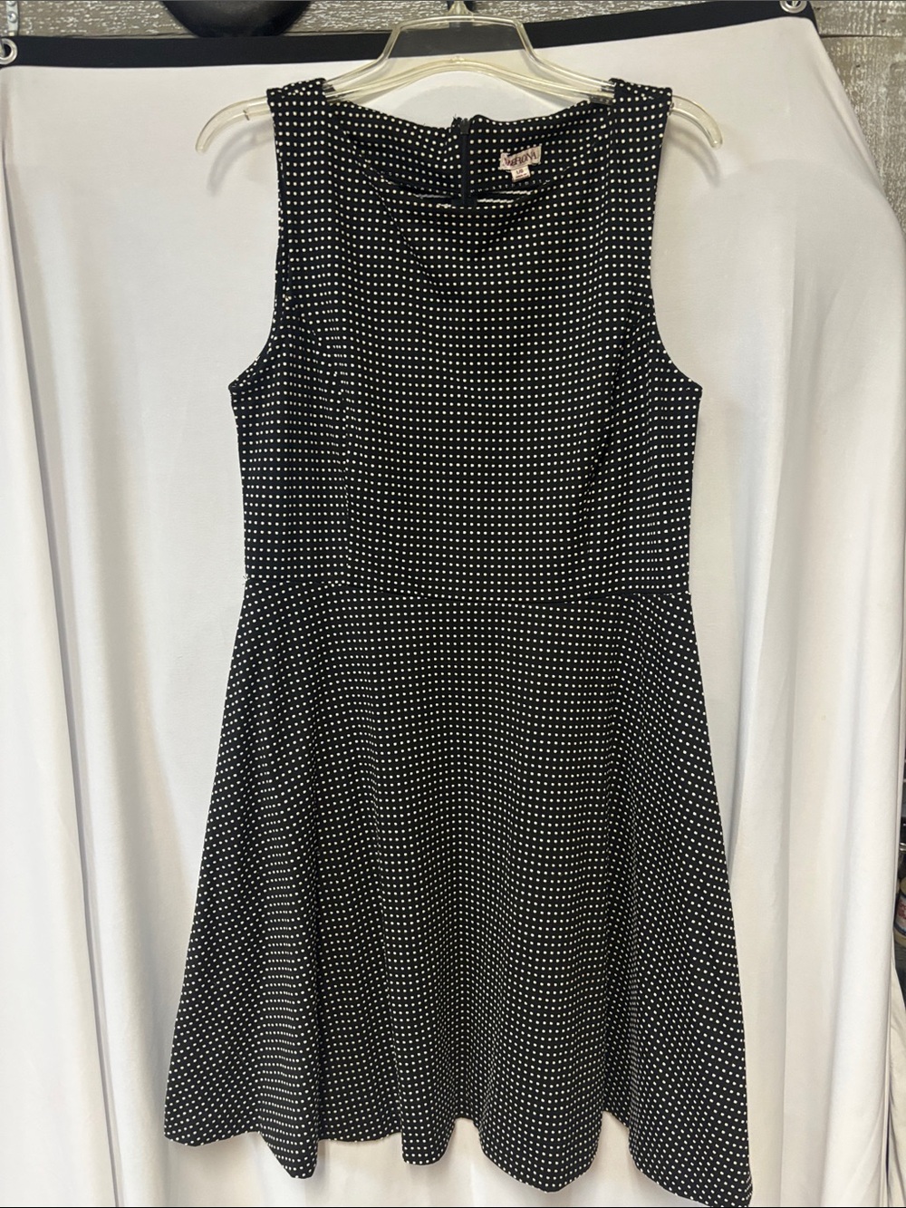 black and white A-line Mini Dress Sleeveless Crew Neck for Casual Work